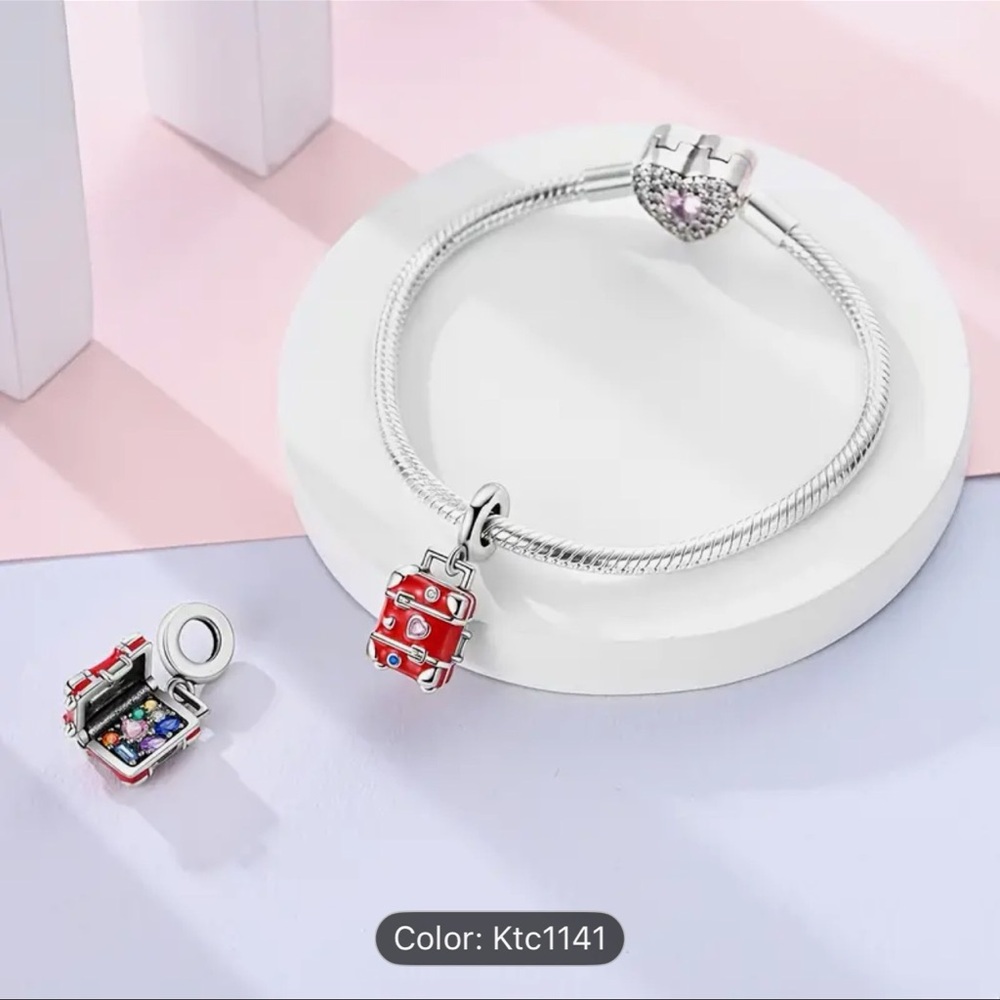 Pandora S.925 Red Suitcase Charm Pendant - Picture 2 of 8